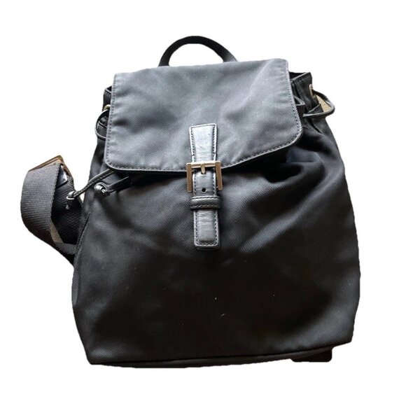 Vintage Coach Black Nylon Mini Backpack Leather Cargo Backpack Travel - Picture 1 of 15